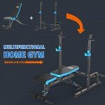 JX FITNESS Weight Bench with Squat Rack, Bench Press Rack Two Piece Set Adjustable Bench & Barbell Rack Stand for Home Gym Full-Body Workout