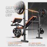 XDDIAS Weight Bench, 6 In 1 Bench Press Squat Rack Weight Bench With Leg Extension And Leg Curl, Weight Benches For Home Gym With Preacher Pad, Full Body Flat Incline Bench For Weight Lifting