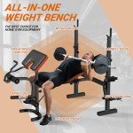 XDDIAS Weight Bench, 6 In 1 Bench Press Squat Rack Weight Bench With Leg Extension And Leg Curl, Weight Benches For Home Gym With Preacher Pad, Full Body Flat Incline Bench For Weight Lifting