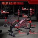 MAIDOMA 1500LB 6 IN 1 Olympic Weight Bench with Leg Extension and Leg Curl, Foldable Bench Press with Preacher Curl and Squat Rack, Workout Benches with Safety Bar Catches for Home Gym(US Stock)