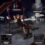 MAIDOMA 1500LB 6 IN 1 Olympic Weight Bench with Leg Extension and Leg Curl, Foldable Bench Press with Preacher Curl and Squat Rack, Workout Benches with Safety Bar Catches for Home Gym(US Stock)