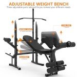Rigel 600lbs 6 in 1 Adjustable Olympic Weight Bench Set with Leg Extension and Leg Curl Multi-Function Bench Press Set for Full Body Workout