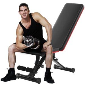 OLIXIS Weight Bench Adjustable Workout Bench for Home Gym, Foldable Bench Press for Full Body Exercise and Strength Training, Black