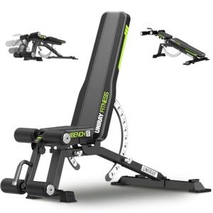 UNIRAY Weight Bench, Workout Bench for Home Gym with 1200LBS Weight Capacity, Adjustable Back/Seat/Foot Hook for Bench Press Strength Training, Gym Bench Level Incline Bench Exercise at Home