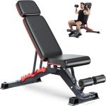 Fostoy 1200LBS Weight Bench, Heavy-Duty Workout Bench for Home Gym, Bench Press with Adjustable Extended Headrest, Strength Training Bench for Full Body Workout Incline Flat Decline Sit-up Bench