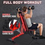 Fostoy 1200LBS Weight Bench, Heavy-Duty Workout Bench for Home Gym, Bench Press with Adjustable Extended Headrest, Strength Training Bench for Full Body Workout Incline Flat Decline Sit-up Bench