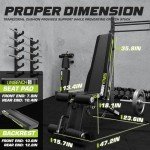 UNIRAY Weight Bench, Workout Bench for Home Gym with 1200LBS Weight Capacity, Adjustable Back/Seat/Foot Hook for Bench Press Strength Training, Gym Bench Level Incline Bench Exercise at Home