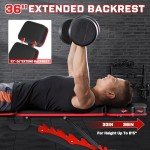 Fostoy 1200LBS Weight Bench, Heavy-Duty Workout Bench for Home Gym, Bench Press with Adjustable Extended Headrest, Strength Training Bench for Full Body Workout Incline Flat Decline Sit-up Bench