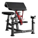 Mikolo Preacher Curl Bench, Plate Loaded Bicep Curl Machine, Bicep and Tricep Workout Equipment，2 in 1 Arm Training Machine for Home Gym