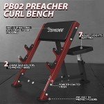 syedee Preacher Curl Bench, Seated Arm Isolated Barbell Dumbbell Bicep Station, Bicep Curl Machine with 2 Bar Holders for Home Gym (Red)