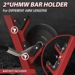 syedee Preacher Curl Bench, Seated Arm Isolated Barbell Dumbbell Bicep Station, Bicep Curl Machine with 2 Bar Holders for Home Gym (Red)