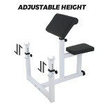 BBBuy Adjustable Arm Preacher Curl Bench Bicep Strengh Bench Seated Strenghthen Training Isolated Barbell Dumbell Biceps Station for Home Gym