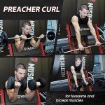 syedee Preacher Curl Bench, Seated Arm Isolated Barbell Dumbbell Bicep Station, Bicep Curl Machine with 2 Bar Holders for Home Gym (Red)