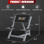 SPART Preacher Curl Bench, Seated Arm Isolated Barbell Dumbbell Bicep Station, Bicep Curl Machine with Bar Holder & Dumbbell Holder for Home Gym, Gray