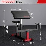 ER KANG Preacher Curl Bench, 350LBS Strength Training Biceps Bench for Home Gym, Adjustable Weight Bench with Wheels Moving, 24"×13" Arm Pad&Height Selectable Seat(2023 New Version)