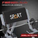 SPART Preacher Curl Bench, Seated Arm Isolated Barbell Dumbbell Bicep Station, Bicep Curl Machine with Bar Holder & Dumbbell Holder for Home Gym, Gray