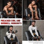 SPART Preacher Curl Bench, Seated Arm Isolated Barbell Dumbbell Bicep Station, Bicep Curl Machine with Bar Holder & Dumbbell Holder for Home Gym, Gray