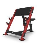 Mikolo Preacher Curl Bench, Seated Arm Isolated Barbell Dumbbell Bicep Station, Bicep Curl Machine with 2 Bar Holders for Home Gym (Red)