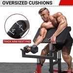 ER KANG Preacher Curl Bench, 350LBS Strength Training Biceps Bench for Home Gym, Adjustable Weight Bench with Wheels Moving, 24"×13" Arm Pad&Height Selectable Seat(2023 New Version)