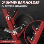 Mikolo Preacher Curl Bench, Seated Arm Isolated Barbell Dumbbell Bicep Station, Bicep Curl Machine with 2 Bar Holders for Home Gym (Red)