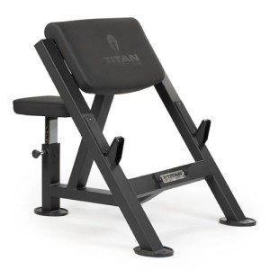 Titan Fitness Seated Preacher Curl Bench, Max Load 250 LB, Bicep Curl Support Training, Isolated Barbell Dumbell Ez Curl Specialty Bench