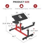 FAGUS H Adjustable Preacher Curl Bench, Strength Training Biceps Bench, Isolated Barbell Dumbbell Bicep Tricep Muscle Seated Bench, 440LBS Home Gym Fitness Equipment with Moving Wheels, Red