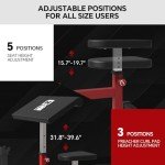 FAGUS H Adjustable Preacher Curl Bench, Strength Training Biceps Bench, Isolated Barbell Dumbbell Bicep Tricep Muscle Seated Bench, 440LBS Home Gym Fitness Equipment with Moving Wheels, Red