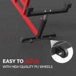 FAGUS H Adjustable Preacher Curl Bench, Strength Training Biceps Bench, Isolated Barbell Dumbbell Bicep Tricep Muscle Seated Bench, 440LBS Home Gym Fitness Equipment with Moving Wheels, Red