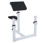 JungleA Adjustable Arm Preacher Curl Bench Machine w/Rack,Seated Arm Isolated Barbell Dumbbell Biceps Station for Home Gym Workout,Bicep Triceps Muscle Strength Training Weight Bench,550 Lbs Capacity