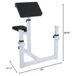 JungleA Adjustable Arm Preacher Curl Bench Machine w/Rack,Seated Arm Isolated Barbell Dumbbell Biceps Station for Home Gym Workout,Bicep Triceps Muscle Strength Training Weight Bench,550 Lbs Capacity