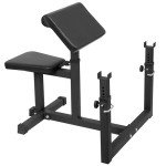 HSM Preacher Curl Weight Bench Max load 450lbs Strength Training Seated Arm Isolated Barbell Dumbbell Biceps Station Home Gym (BLACK)