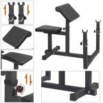 HSM Preacher Curl Weight Bench Max load 450lbs Strength Training Seated Arm Isolated Barbell Dumbbell Biceps Station Home Gym (BLACK)