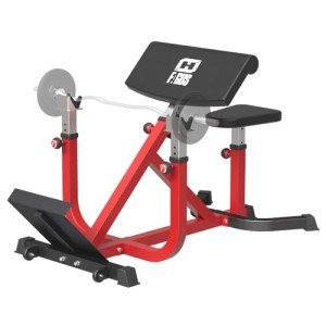 FAGUS H 2-IN-1 Preacher Curl Bench Hyperextension Roman Chair, Adjustable Strength Training Sit Up Gym Bench for Biceps Curl, Hyper Back Extension for Arms, Ab, Back and Glute Exercise Workouts, Red