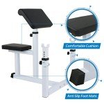 HomGarden Preacher Curl Weight Bench Adjustable for Arm Curling Strength Training, Isolated Barbell Dumbbell Bicep Tricep Muscle Seated Bench, 550LBS Home Gym Fitness Equipment