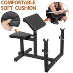 HSM Preacher Curl Weight Bench Max load 450lbs Strength Training Seated Arm Isolated Barbell Dumbbell Biceps Station Home Gym (BLACK)