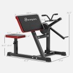 Soozier 2-in-1 Bicep Preacher Curl Bench with Adjustable Seat and Elbow Cushion, Plate Loaded Bicep Curl Machine & Tricep Extension Machine for Home Gym Workout