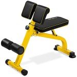 BODYRHYTHM Compact Adjustable Weighted Bench for Full Body Strength Training, Ab/Back Hyper Roman Chair, Adjustable Ab Sit up Bench, Hyperextension Bench, Back Extension Machine (Yellow)