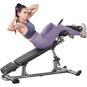 BODY RHYTHM Professional Sit-Up Bench with 4 Adjustable Heights and Reverse Crunch Handle, Adjustable Weight Bench and Flat, Incline & Decline Bench Press, Great Strength Training Slant Bench and Ab &