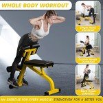 BODYRHYTHM Compact Adjustable Weighted Bench for Full Body Strength Training, Ab/Back Hyper Roman Chair, Adjustable Ab Sit up Bench, Hyperextension Bench, Back Extension Machine (Yellow)