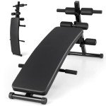 GYMAX Sit Up Bench, Decline Sit up Bench with 5-level Adjustable Height, 300lbs Capacity & Anti-slip Foot Pads, Foldable Ab Bench for Full Body Workout, Incline Slant Bench for Home Gym