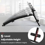 GYMAX Sit Up Bench, Decline Sit up Bench with 5-level Adjustable Height, 300lbs Capacity & Anti-slip Foot Pads, Foldable Ab Bench for Full Body Workout, Incline Slant Bench for Home Gym
