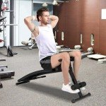 GYMAX Sit Up Bench, Decline Sit up Bench with 5-level Adjustable Height, 300lbs Capacity & Anti-slip Foot Pads, Foldable Ab Bench for Full Body Workout, Incline Slant Bench for Home Gym