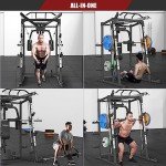 SunHome Smith Machine, 2000LBS Power Cage Squat Rack with Smith Bar, Two LAT Pull-Down Systems, Cable Crossover Machine and and More Cable Attachment for Home Gym