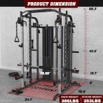 DONOW Smith Machine with160kg Weight Stacks Power Cage Squat Rack Dual Cable Crossover Machine LAT Pull-Down All in One Home Gym Systems Ratio 2:1