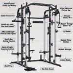 Royal Fitness Smith Machine, Multifunctional Power Cage Rack with Smith Bar and Cable Pulley System, and LAT Pull Down Machine for Home Gym…