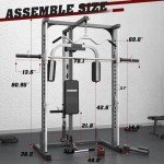 DONOW Smith Machine Power Cage Power Rack Squat Rack with Smith Bar Home Gym System with LAT Pull Down Chest Station for Strengthen Training Without Weights