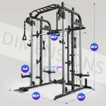 Royal Fitness Smith Machine, Multifunctional Power Cage Rack with Smith Bar and Cable Pulley System, and LAT Pull Down Machine for Home Gym…