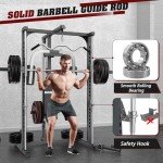 DONOW Smith Machine Power Cage Power Rack Squat Rack with Smith Bar Home Gym System with LAT Pull Down Chest Station for Strengthen Training Without Weights