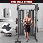 DONOW Smith Machine with160kg Weight Stacks Power Cage Squat Rack Dual Cable Crossover Machine LAT Pull-Down All in One Home Gym Systems Ratio 2:1