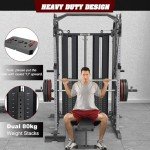 DONOW Smith Machine with160kg Weight Stacks Power Cage Squat Rack Dual Cable Crossover Machine LAT Pull-Down All in One Home Gym Systems Ratio 2:1